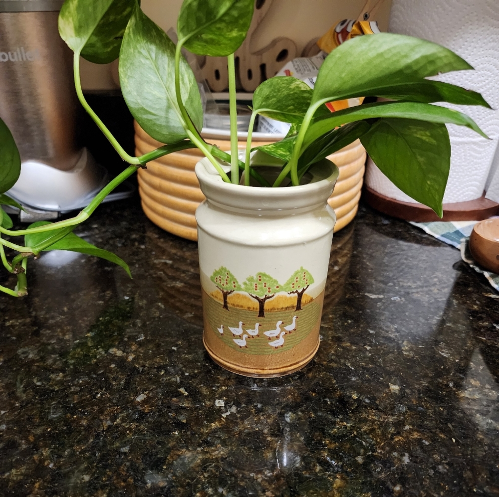 Duck And Apple Tree Canister / Vase